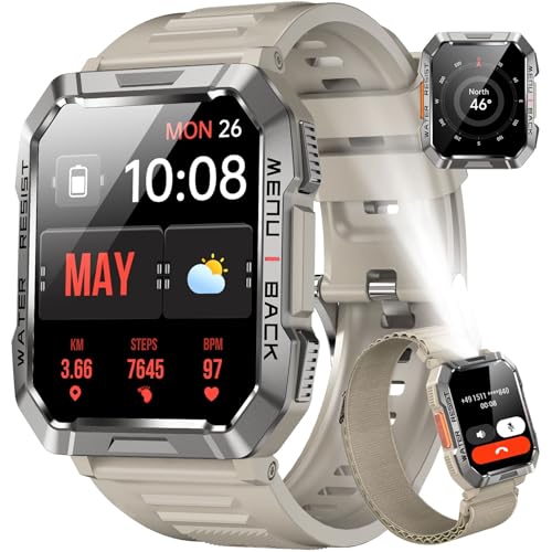 Blackview Relógio inteligente homem - chamadas Bluetooth, 2,01" Smartwatch homem com lanterna, bússola, pulso monitor de sono, podómetro, notificação, pulseira atividade 100 modos desportivos