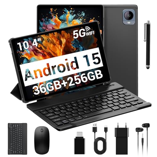 TIGERFU Android 15 Tablet de 10,4 polegadas, 5G WiFi, 36 GB RAM+256 GB ROM/512 GB TF, Octa-Core, 1920 x 1200, 8000 mAh, 13 MP+8 MP, BT5.0/ Widevine L1/ Netflix 1/ 1/ 1/ 1 / Netflix 1 080p GPS, Taablet