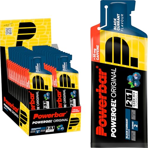 Powerbar PowerGel Original Black Currant 24 x 41 g, gel de alta energia para carvão + magnésio e sódio 50 mg cafeína