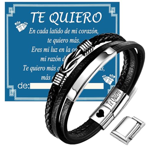 Gkmamrg Presentes para homens, marido, amigo presentes, com gravação Eu amo-te, aniversário de casamento, presente de aniversário, presente de amor para homens, Couro