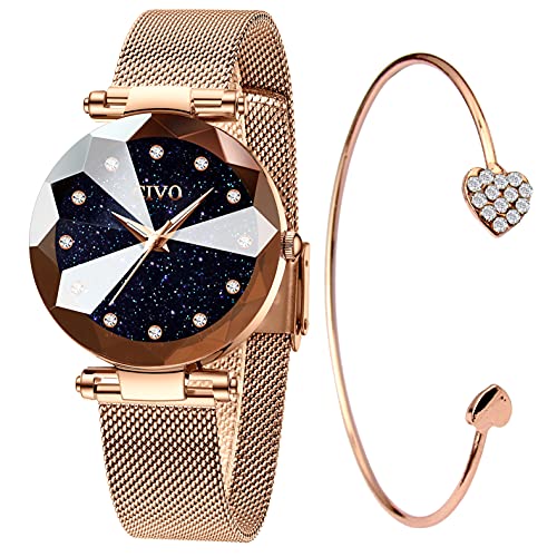 CIVO Relógios mulher Set relógio senhoras malha impermeável luxo minimalista elegante banda aço inoxidável relógios de pulso moda vestir negócio casual relógio de quartzo