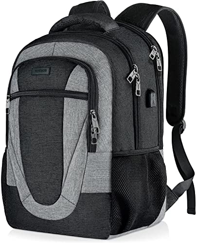 BIKROD Mochila para homem e mulher, mochila escolar impermeável, mochilas portátil 15,6 polegadas computador Backpack com porta USB, mochila de viagem meninos e meninas preto