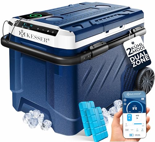 KESSER® Geladeira elétrica de compressor de 51 litros | Congelador para campismo com controlo tátil LED, controlo de App e acumuladores de frio USB 12/24 V 230 V | frigorífico - 20 °C carro camião
