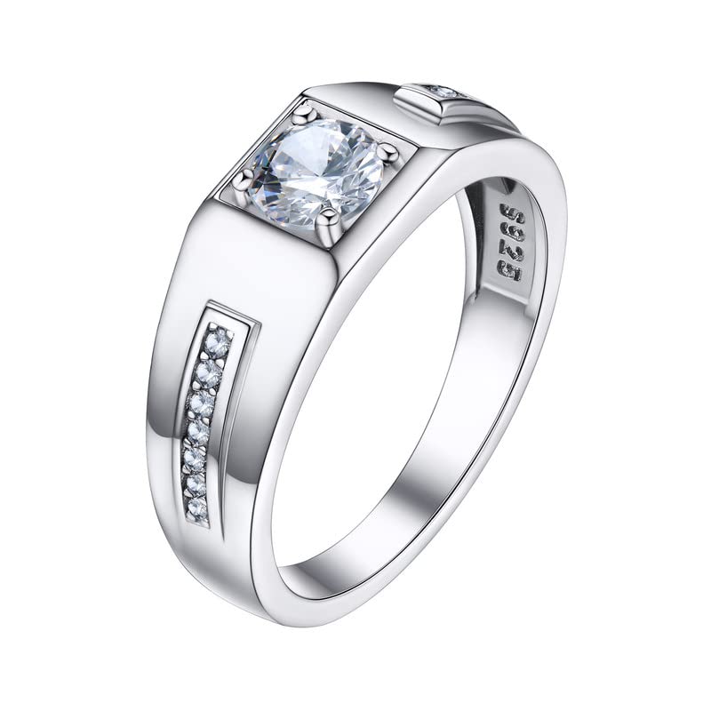 Bandmax Anel de noivos padrinho diamantes prata de lei tamanhos 51.9/54.4/57/59.5/62.1/64.6/67.2/69.7