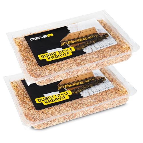 Kadayif Frito 2 x 200 g, massa Kadaif, cabelo de anjo, ideal para chocolate de Dubai ou Baklava, Kataifi pronta a usar, massa Kadaif para chocolate de Dubai, perfeito para sobremesas e pratos salgados