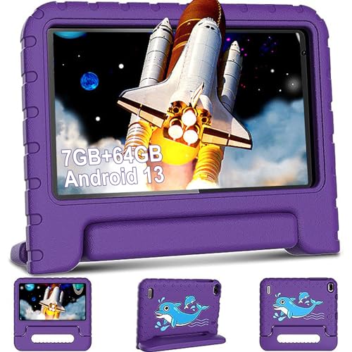 AOCWEI Tablet para crianças Android 13, tablet de 7 polegadas | 7 (4 3) GB RAM 64 GB ROM expansível para 512 GB | Kids educativos, controlo parenta l4 Core | WiFi 6 | Bluetooth 5.0 | Câmara dupla |