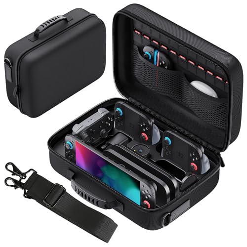 Lmcpa Funda para Nintendo Switch 2,Funda Protectora Dura de Viaje Rígida Todo en uno Grande,Estuche Rígida Portátil con Protección 22 Ranuras para Juegos para Switch 2 Accesorios,Negro