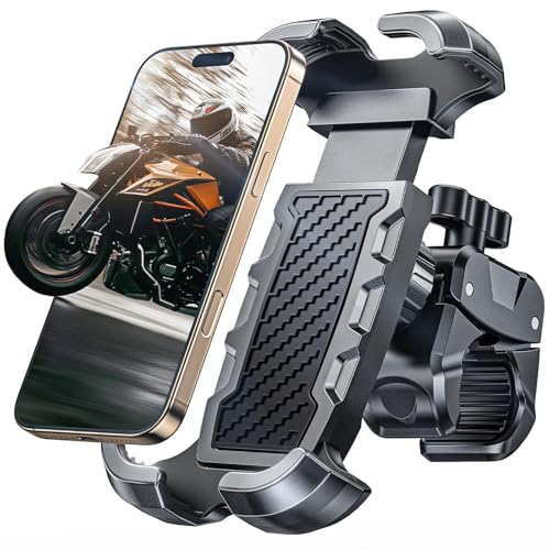 CIRYCASE Suporte móvel de bicicleta, [braçadeira antivibração] [segurança total] suporte móvel para mota para guiador de scooter bicicleta, [1s colocar e tirar] suporte telemóvel para moto para