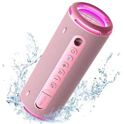 Tronsmart T7 Lite Altifalante Bluetooth 5.3, altifalante potente portátil com luz LED colorida, impermeável IPX7, 24H de reprodução, som estéreo, controlo da aplicação, suporte TF, SD, para festas -
