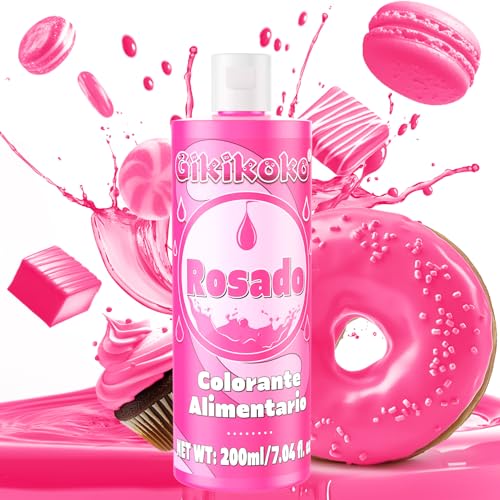 Colorante alimentar - Gikikoko 200 ml corantes alimentares alta concentrado, corante alimentar, corantes alimentares para ondants bolos bolachas da Páscoa (rosa)