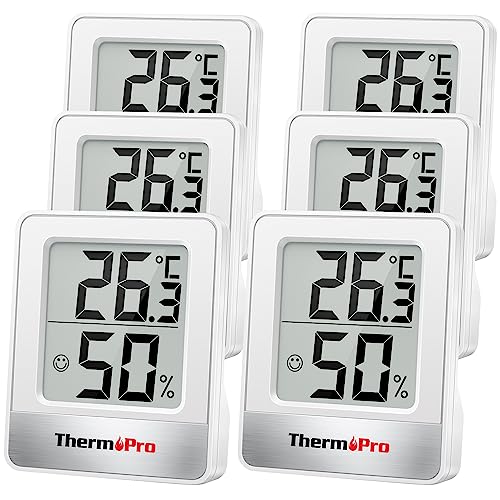 ThermoPro TP49 6 peças de mini termómetro e higrómetro digital casa, medidor de humidade e temperatura interior com indicador de conforto