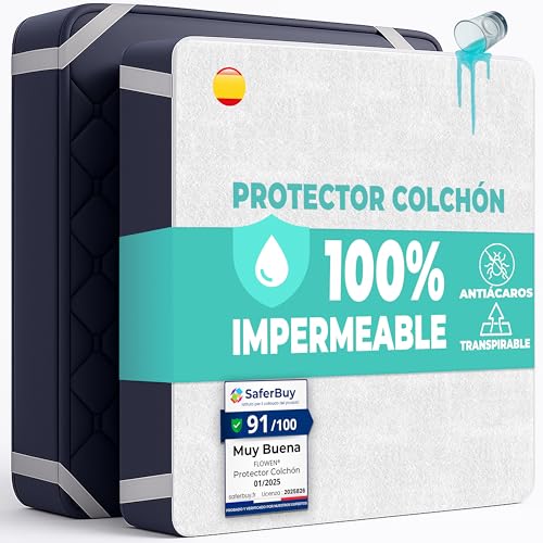 Protetor de colchão 90 x 190 cm, pack 2 capa de colchão impermeável de algodão, lençol impermeável protetor para cama cobre colchão respirável Cover hipoalergénico antiácaros lavável na máquina