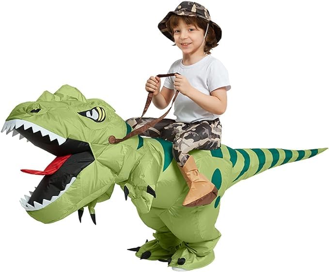 XAMOFAN Disfraz de dinosaurio inflable divertido Dino Traje de senderismo Vestido de Halloween para Fiestas Halloween Cumpleaños Cosplay Unisex