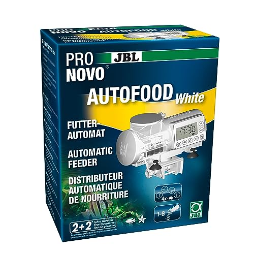 JBL PRONOVO AUTOFOOD - Alimentador automático para aquário, alimentação com grânulos de ração para peixes até 4 vezes por dia, inclui suporte e anel adaptador para expandir o volume para 375 ml, cor