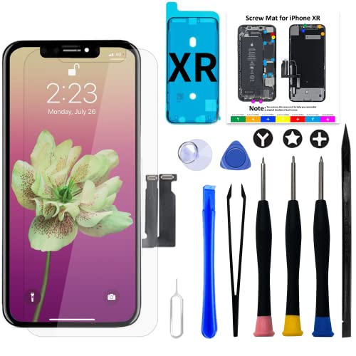 Brinonac Ecrã para iPhone XR, LCD de 6,1", ecrã táctil 3D, conjunto de montagem de digitalizador com ferramentas de reparação, adesivo e vidro temperado para A1984/A2105/A2106/A2108