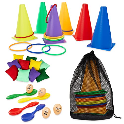 KreativeKraft Jogos infantis jogos exterior crianças família adultos para festa aniversário jardim ao ar livre sacos para corridas Ring Toss Game