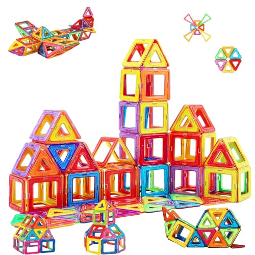 Morcare Construction Building Sets Blocos de construção, blocos magnéticos com 64 peças, jogos educativos para crianças