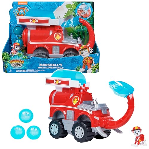 PATRULLA CANINA - JUNGZ PUPS: Carro de elefante deluxe com lançador de projéteis e figura Marshall - patrulha canina brinquedos - 6068023 - brinquedos crianças 3 anos - presente criança 3 anos +