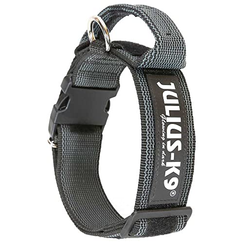 Colar cor e cinza com alça, fechadura de segurança e remendo intercambiáveis, 50 mm (49-70 cm), preto e cinzento