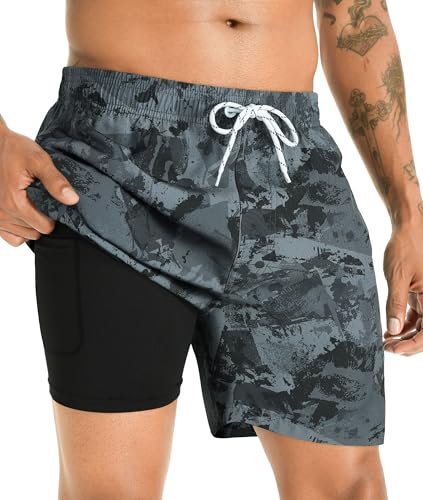 APTRO Calções de banho para homem curto roupa para homem secagem rápida natação surf com forro havaiano férias tamanhos grandes