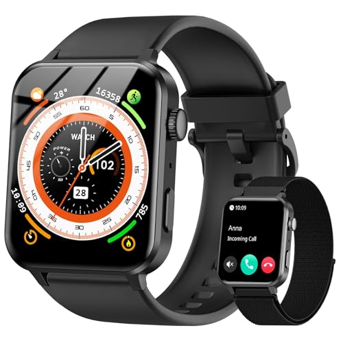 IOWODO Relógio inteligente homem mulher, 1,85" Smartwatch com chamadas Bluetooth e Whatsapp notificação, 100 modo desportivo pulseira atividade, monitor de sonho para iOS Android telefone