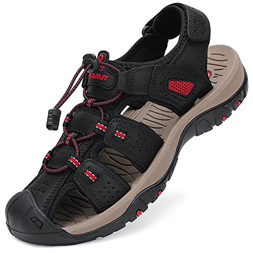 FLARUT Sandálias desportivas homem verão exterior caminhadas sapatos trekking casual sapatos de montanha couro sandálias de praia