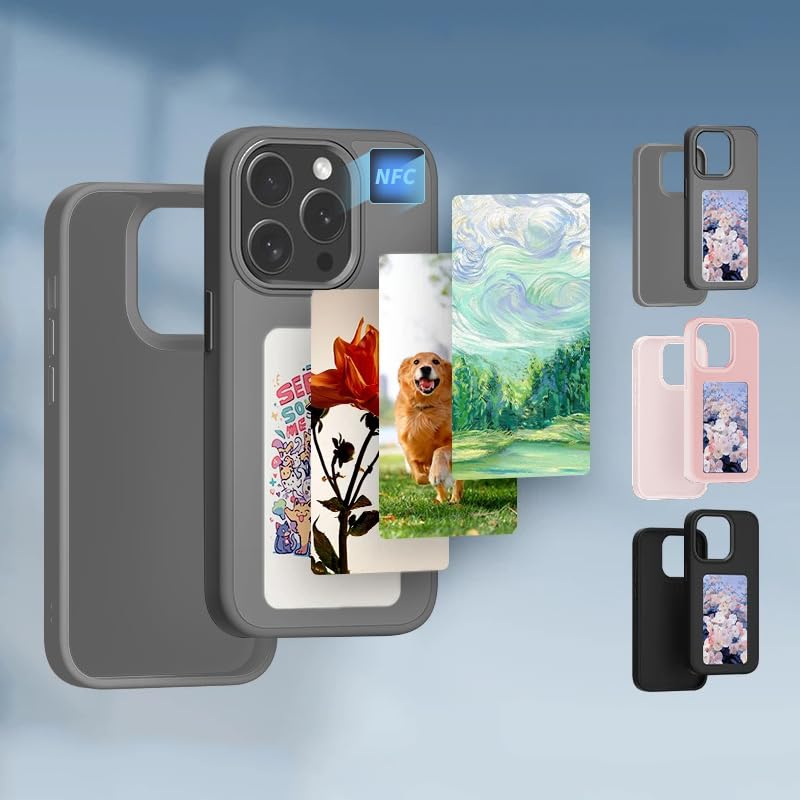 Ink Screen Smartphone capa, 2024 nova AI 4 cores tinta ecrã telemóvel, capa para telemóvel NFC (Grau, für iPhone 15)