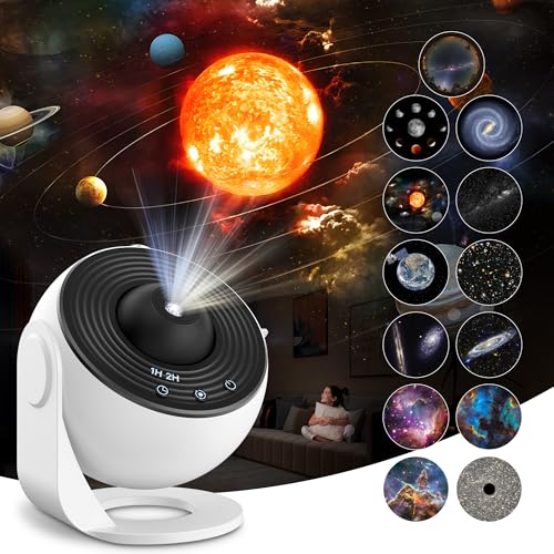 Projetor de galáxia do céu estrela planetário com 13 discos de filme, luz noturna, ajuste de rotação de 360° para quarto e teto, presentes para crianças e adultos