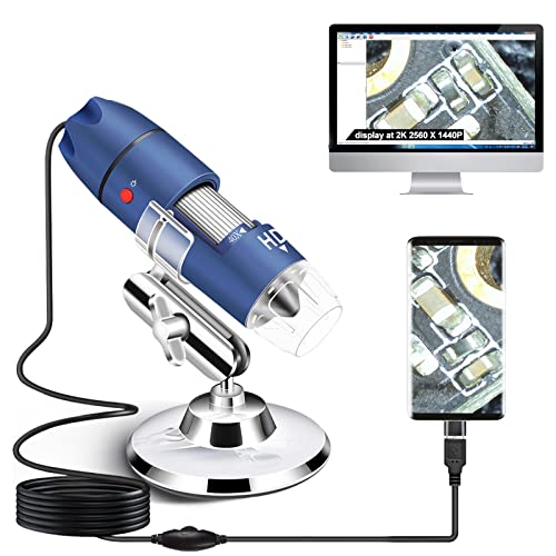 Ninyoon Microscópio digital USB 2K para Android PC, microscópio 40-1000X Super HD endoscópio lupa câmara compatível com Android telemóvel e tablet, Windows Mac Chrome Linux - Não para iPhone iPad