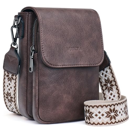 MUIIKOLA Mala de ombro pequena, mala tiracolo para telemóvel, mala telemóvel mulher com ecrã tátil, bolsa de ombro de pele sintética com correia e ecrã transparente