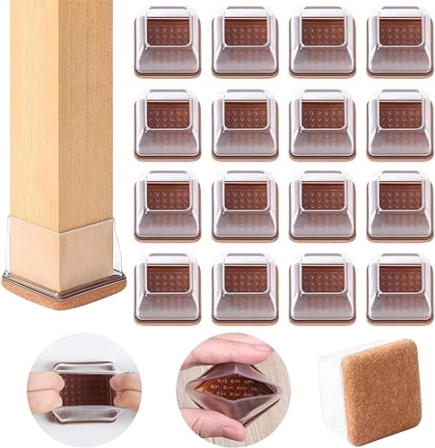 Protetores de chão para pernas de cadeira, 28-37 mm, 16 tampas de silicone pequenas para pernas de cadeira com feltro, capas de proteção para pernas de cadeira de silicone, protetores para pés de