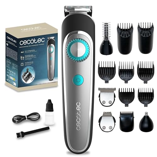 Cecotec Barbeiro corta a bateria Precisioncare Multigrooming Trimmer 6 em 1. Pentes 3-20 mm, base de armazenamento, barbear corporal, resistência Ipx7, autonomia 60 min, carregamento rápido