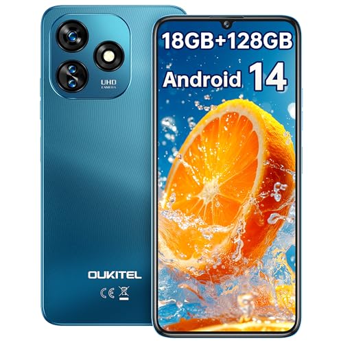 OUKITEL C51 Telefones celulares livres - 18 GB RAM + 128 GB ROM/SD 1TB, ecrã HD de 6,8" 90 Hz telemóvel, bateria 5150 mAh, câmara 13 MP Android 13 smartphone, 4G Dual SIM, Face ID/Fingerer. Impressão,