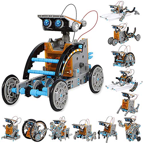 VEPOWER Brinquedos robôs para crianças, conjunto de montagem robótica de acionamento duplo solar e de bateria, kits de experiências de bricolage para 8 a 13 anos (190 peças)