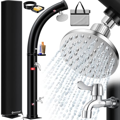 KESSER® Chuveiro solar de jardim, arco de chuveiro solar incluído. Capô de proteção de água quente | 20 litros | máximo de 60 °C sem conexão à rede elétrica, chuveiro de piscina campismo