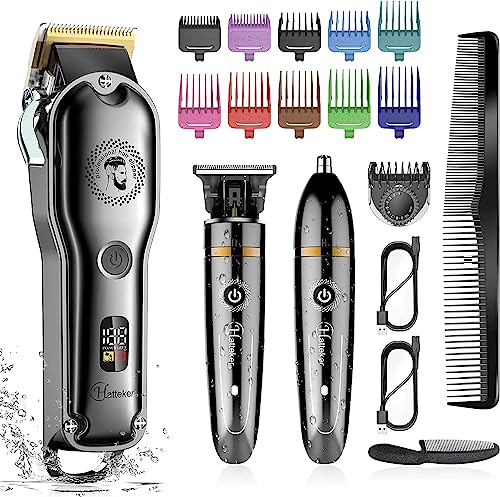 Hatteker Cortador de cabelo conjuntos de higiene aparador de barba aparador em forma de T para homens cabeça bigode nariz ouvido corpo precisão Groomer Multigroom IPX7 à prova de água