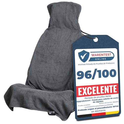 Upgrade4cars Capa de assento dianteiro para carro anti-suor cinzento | cobertura de assento universal em algodão anti-calor | protetor de assentos dianteiros respirável pelo verão