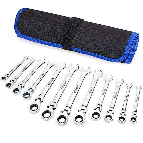 SORAKO Chaves fixas com arraca 8-19 mm, 12 unidades chave de arraca com saco de enrolar chaves combinadas conjunto de chaves, adequado para reparação de automóveis, manutenção industrial