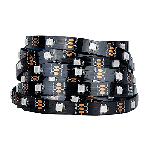 SEZO WS2812B ECO 5M 150LEDs DC5V Tira de LED direcionável individualmente SMD5050 150 Pixel Dream Cor programável faixa de luz LED flexível IP30 não impermeável preto PCB (WS2812E)