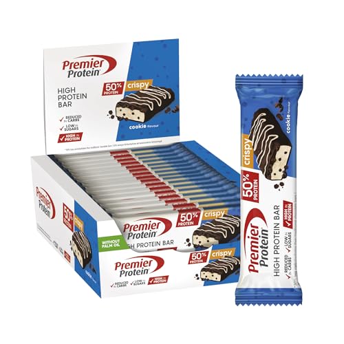 Premier Protein High Protein Bar Crispy Cookie 16 x 40 g - alto teor de proteínas sem óleo de palma