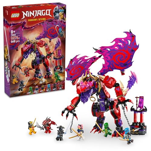 LEGO Ninjago Dragão do Caos: Brinquedo de construção com presilha, conjunto de combate com 6 minifiguras com armas ninja, figura articulada, presente para meninos e meninas de 8 anos ou mais 71832