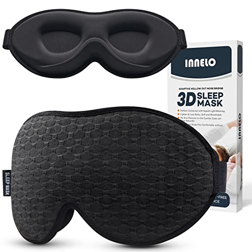 INNELO Máscara de dormir, 2024, máscara de olhos confortável com bloqueio de luz para homens e mulheres, máscara de dormir com copa contornada 3D, sem pressão, capas macias para dormir com os olhos