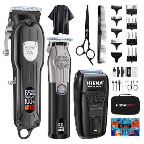 HIENA PRO Corta-pelos sem fio, conjunto de aparador de cabelo profissional e máquina de barbear de alumínio para homem, máquina de barbear elétrica, aparador de barba