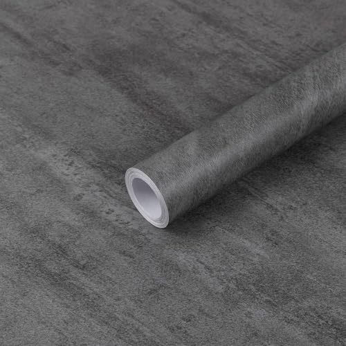 Hode Papel de parede autocolante 60 x 500 cm, cinzento papel de parede decorativo PVC autocolante, vinil autocolante móveis impermeável para cozinha bancadas, quarto, casa de banho parede