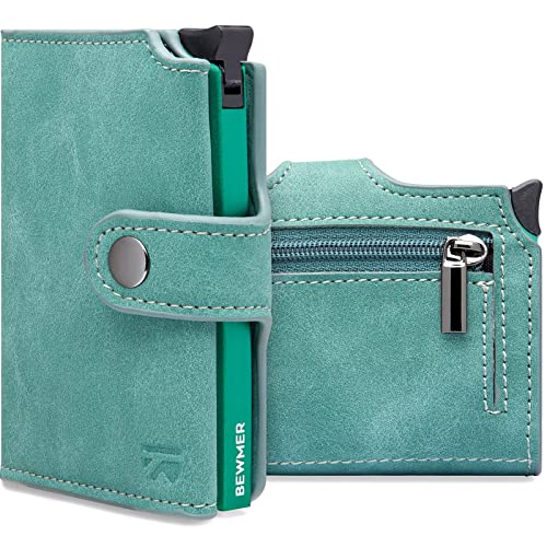 BEWMER Carteira porta-cartões 2 para homem e mulher com porta-moedas | carteira minimalista porta-cartões de crédito (proteção RFID), bilhetes e moedas