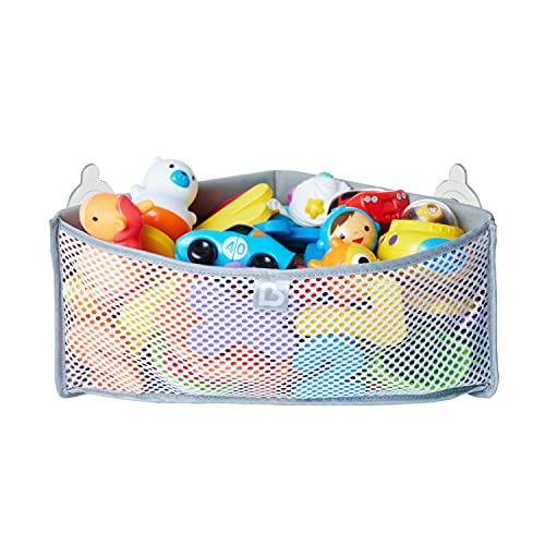 Munchkin Cesta de armazenamento para brinquedos de casa de banho High'n Dry | Caddy de casa de banho pendente para canto da parede | organizador de casa de banho suave e rede para brinquedos com