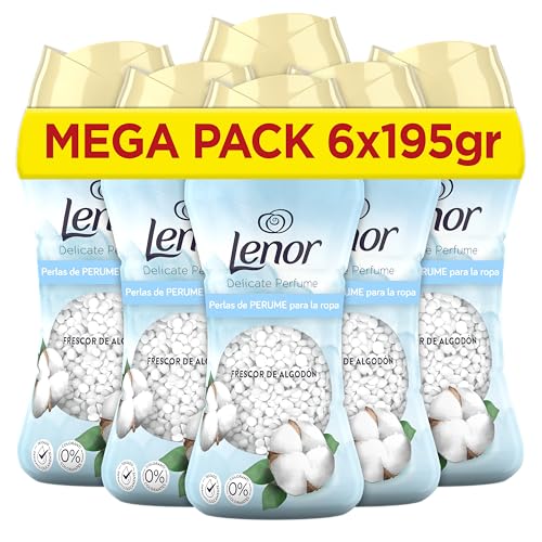 Lenor UNstoppables Pérolas de perfume para roupas, 96 lavagens (6 x 195 g), suavizante com fragrância de algodão frescor, potenciador de frescura