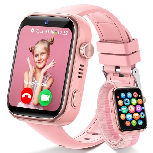 4G Relógio inteligente criança, IP68 impermeável Smartwatch crianças com chamadas, chamadas de vídeo, chat de voz, SMS, WhatsApp, WiFi, GPS, SUS, modo escola, podómetro relógio inteligente meninos e