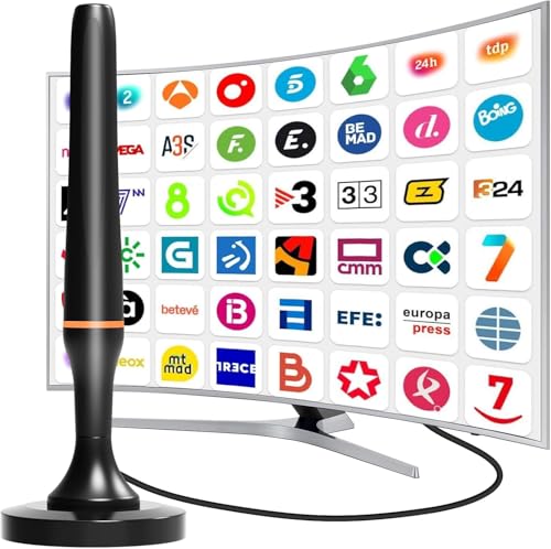 Antena de TV interior potente, antena de TV para canais locais, HDTV de longa distância, suporta canal 4K 1080p