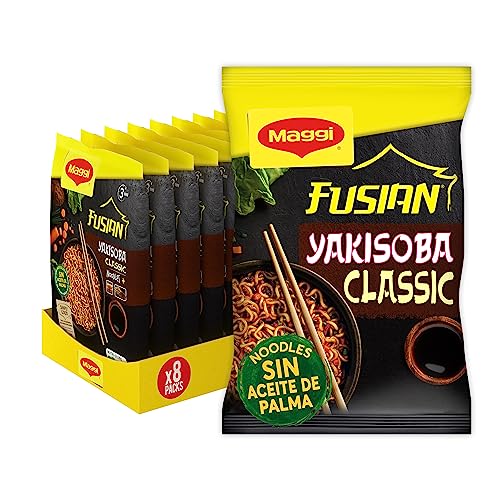 MAGGI Fusian Yakisoba Classic Noodles de trigo com verduras desidratadas e molho, embalagem de 8 x 120 g